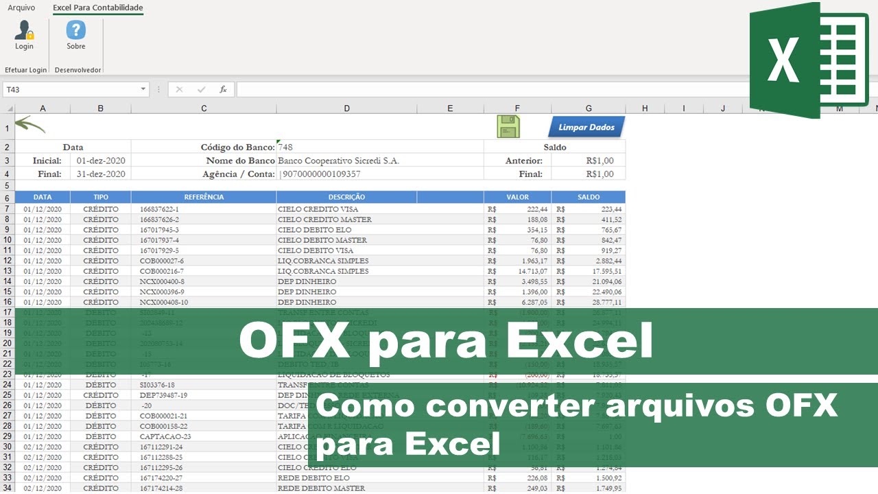 1 Criando Modelo Para Importar Arquivos Ofx No Excel Youtube