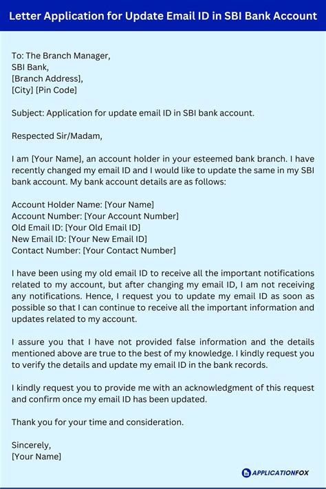 5 Application For Update Email Id In Bank Account