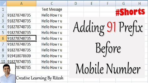 Add Prefix How To Add Prefix Excel Tricks Add 91 In Mobile No Youtube