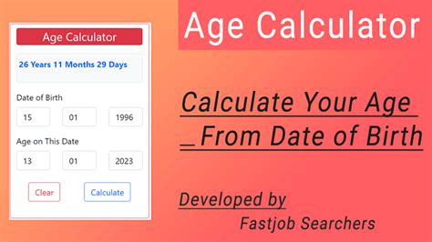 Age Calculator Online Calculate Your Age From Date Of Birth