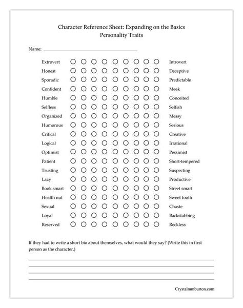 Another Character Sheet To Help You Round Out Your Characters No Matter