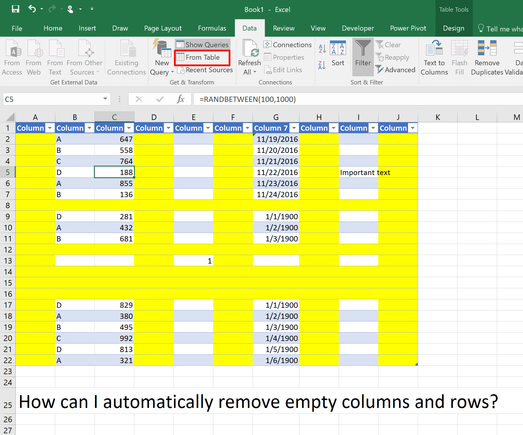 Automatically Remove Empty Columns And Rows From A Table In Excel Using