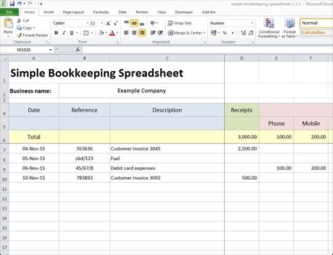 Bookkeeping Spreadsheet Using Microsoft Excel 1 Excelxo Com