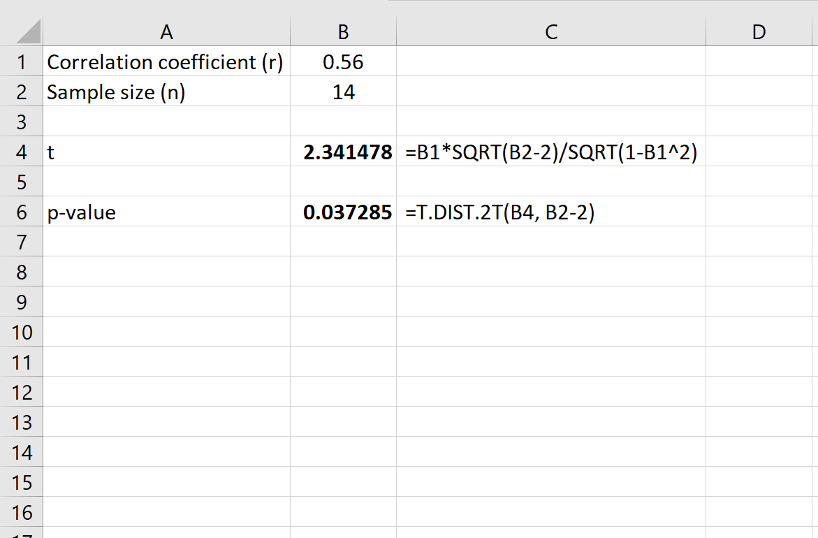 Calculate P Value For Pearson Correlation In Excel Nbkomputer