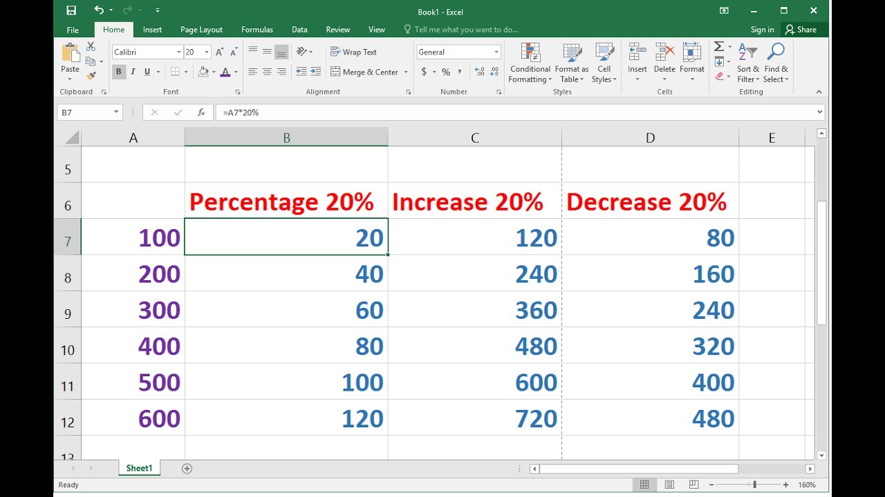 Calculate Percentage Increase In Excel Youtube