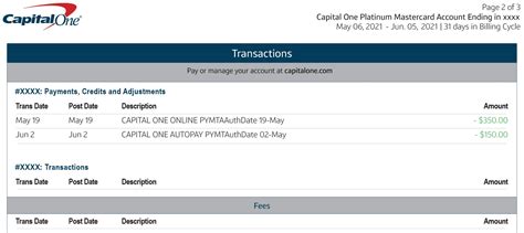 Capital One Account Summary