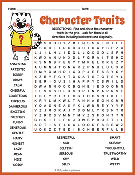 Character Traits Word Search Puzzle By Puzzles To Print Tpt