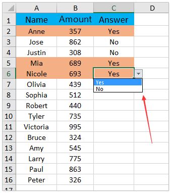 Color Coding Yes Or No Drop Down List In Excel