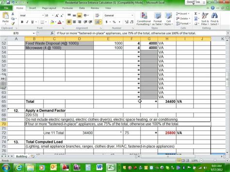 Commercial Electrical Load Calculation Worksheet Excel