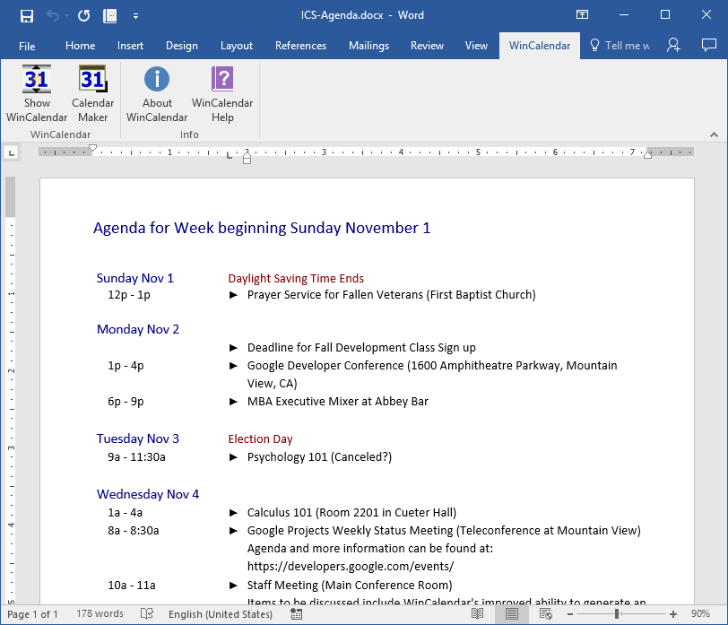 Convert Icalendar Ics To Excel And Word