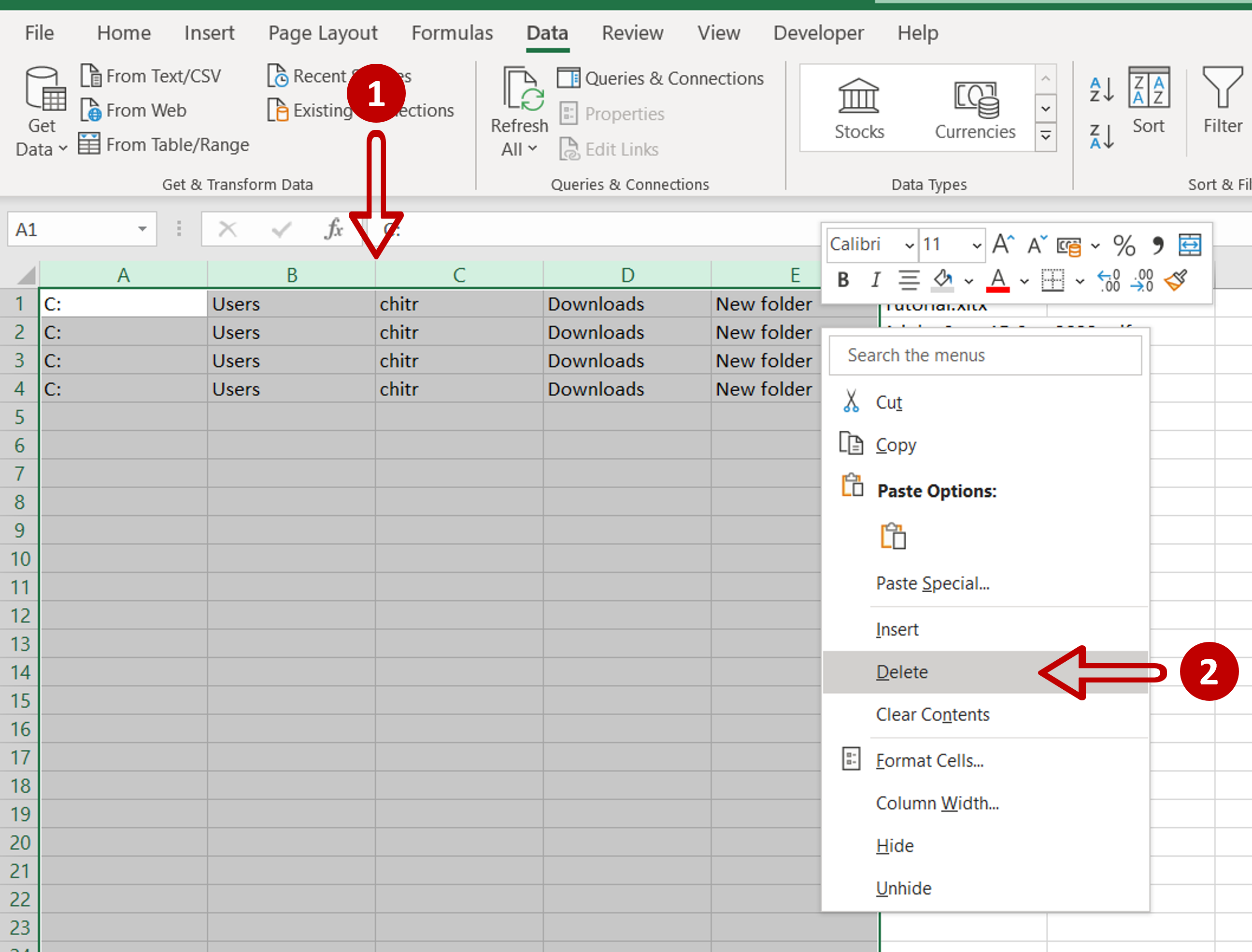 Copy File And Folder Names Into Excel Remove Path Automatically Thetechmentor Com