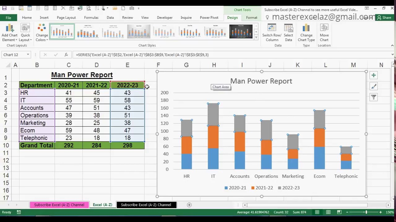 Create A Simple 3D Stacked Column Chart In Excel 2016 Youtube