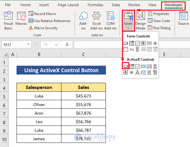 Create Button Macro In Excel How To Create Method Examples