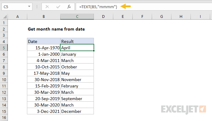 Date To Month In Excel Javatpoint