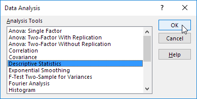 Descriptive Statistics Excel