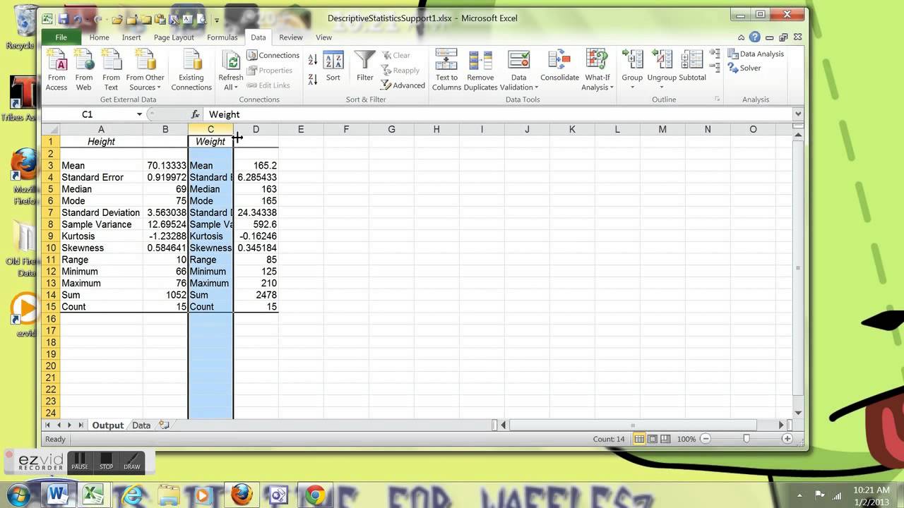 Descriptive Statistics Pada Microsoft Excel Youtube