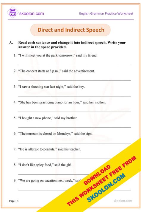 Direct And Indirect Speech 2 Skoolon Com