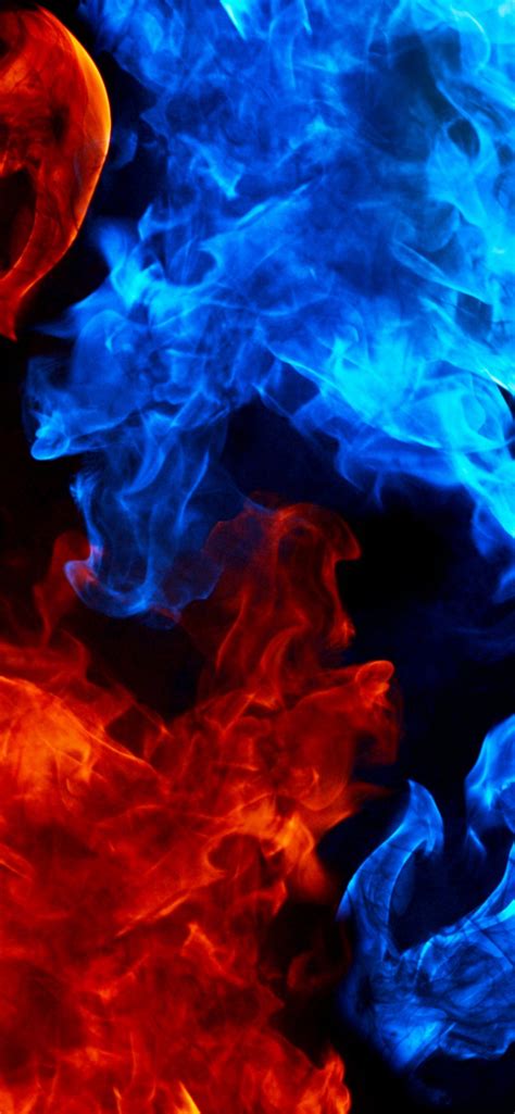 Download Wallpapers Blue And Orange Fire Macro Creative Fire Flames