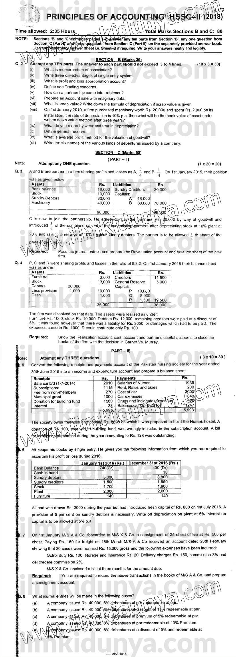 Ed Excel Accounting P1 Past Paper 2013 2018 Study Resources