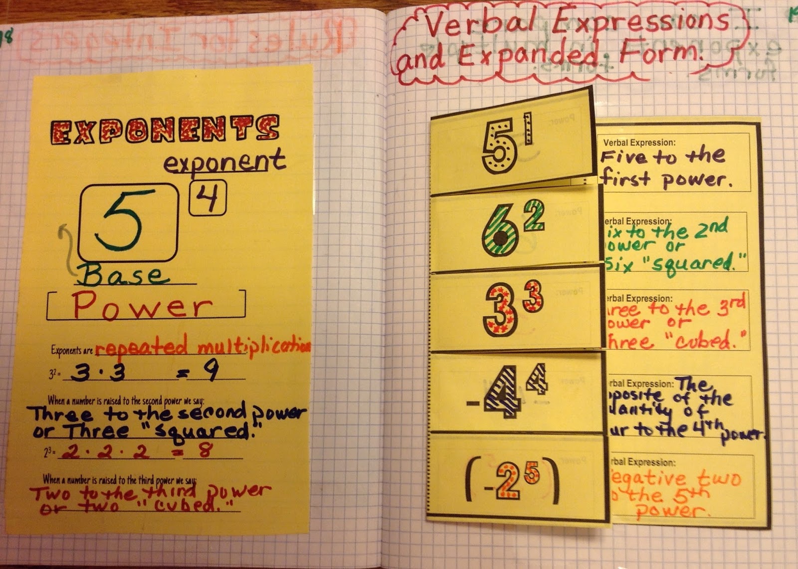 Equation Freak Exponent Interactive Notebook Pages