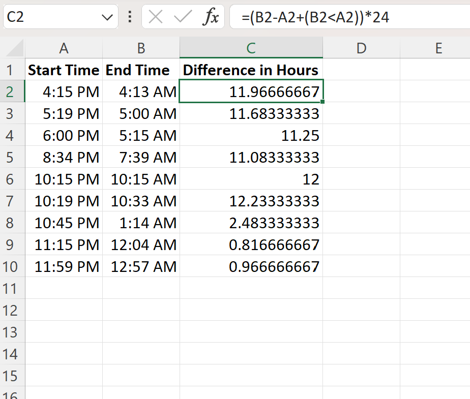 Excel Calculate Hours Between Two Times After Midnight Template Plmtaiwan