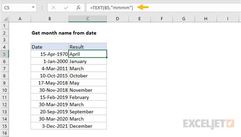 Excel Formula Get Month From Date Exceljet