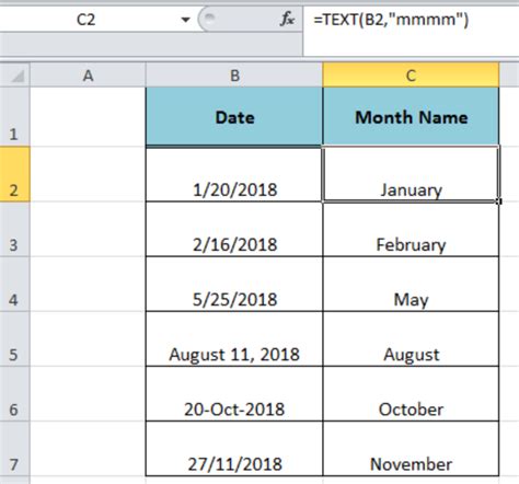 Excel Formula Get Month Name From Date Exceljet