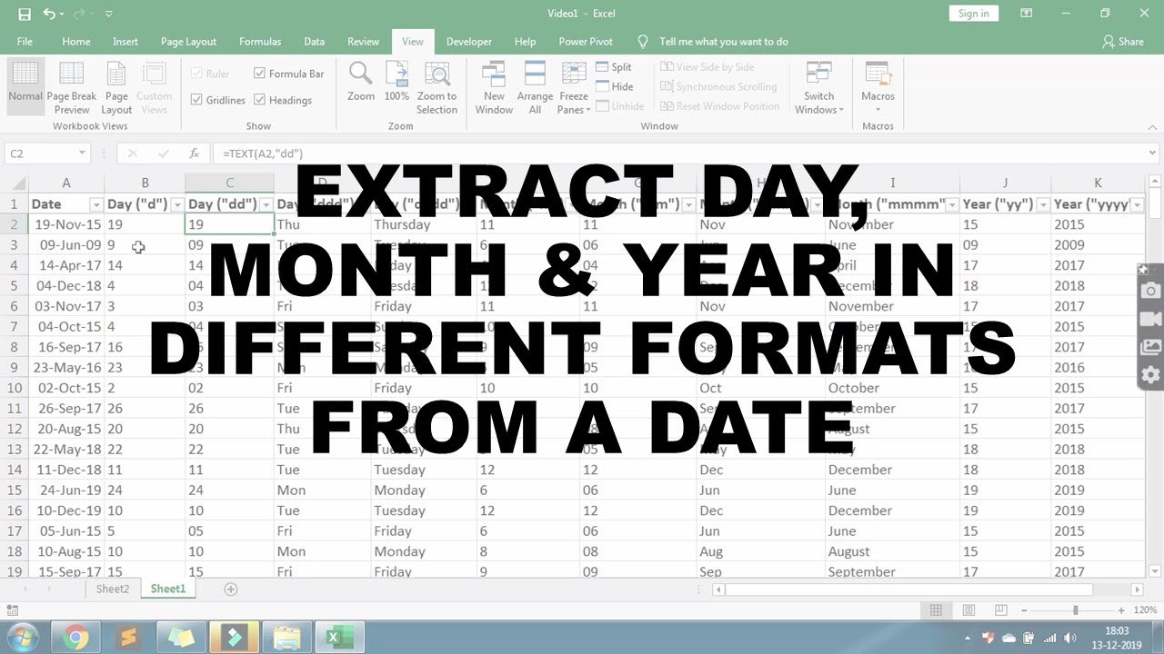 Excel How To Extract Month Year From Date Calendar Printable Templates