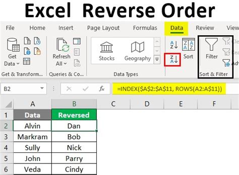 Excel How To Reverse Data Order