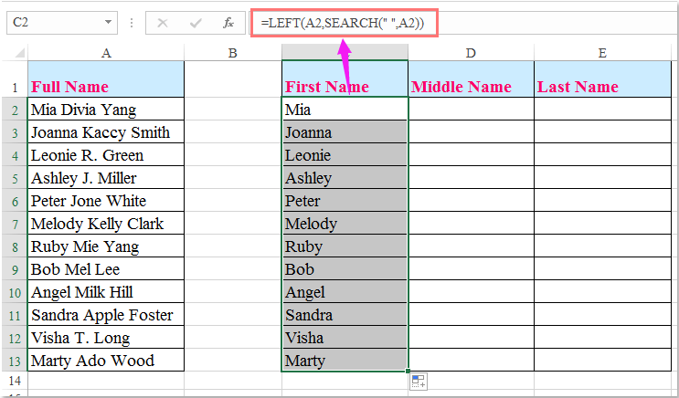 Excel Me First Last Names Kaise Alag Kare Split First Last Name