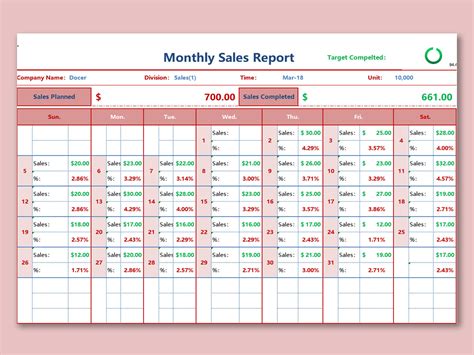 Excel Of Monthly Sales Report Xlsx Wps Free Templates