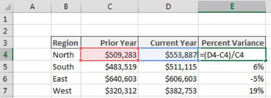 Excel Percentage Difference Calculating Percent Variance In Excel