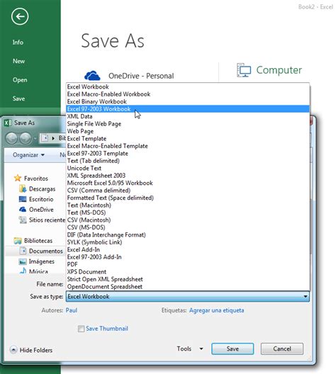 Excel Save An Excel 97 2003 Workbook