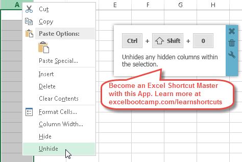 Excel Shortcuts To Hide Or Unhide Rows And Columns Automate Excel