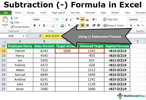 Excel Subtraction Formula For Row