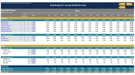 Excel Template Hair Amp Beauty Salon Business Plan 5 Year Financial Projection Excel Template