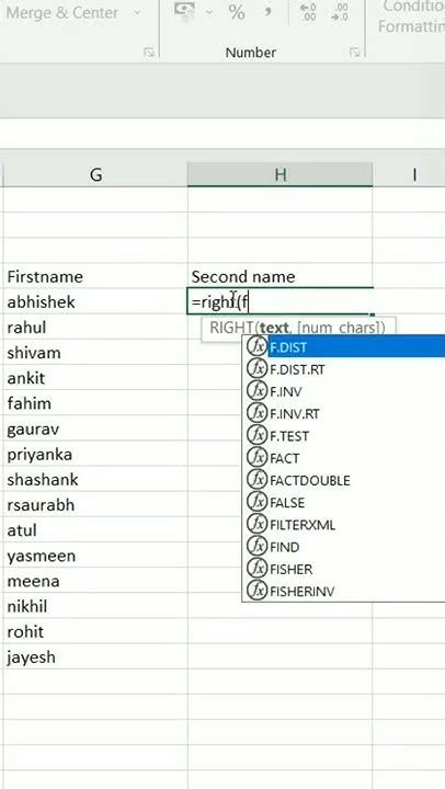 Excel Trick Firstname And Last Name Split With Single Formula