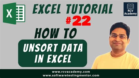 Excel Tutorial 22 How To Unsort Data In Excel Youtube