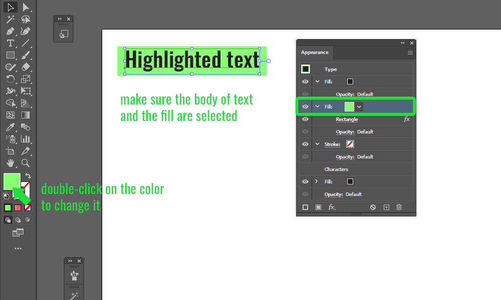 Ez Tip How To Add Highlight Color To Text In Adobe Illustrator