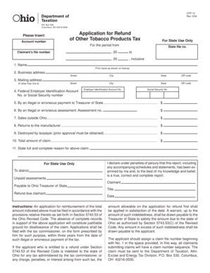 Fillable Online Tax Ohio Application For Refund Of Other Tobacco