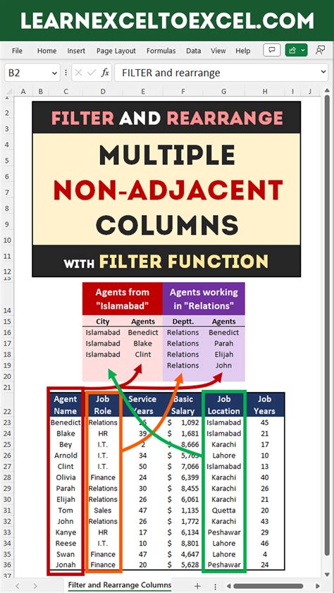 Filter And Rearrange Multiple Non Adjacent Columns With Filter Function