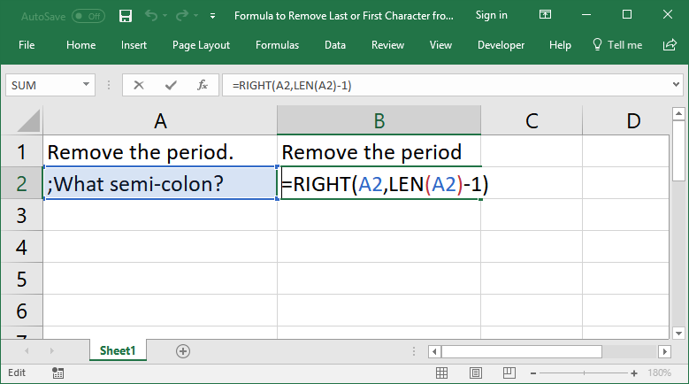 Formulas To Remove First Or Last Character From A Cell In Excel Teachexcel Com