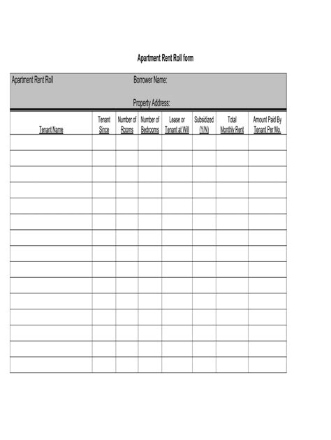 Free Excel Rent Roll Template Free Printable Templates