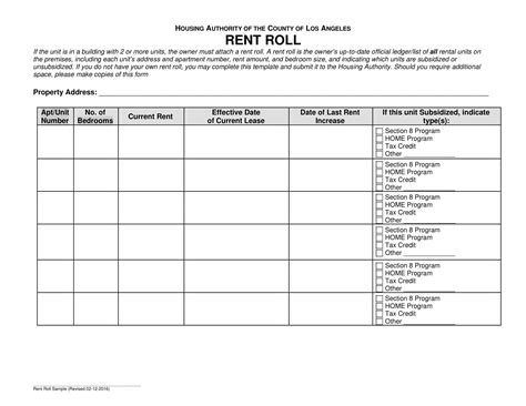 Free Printable Rent Roll Templates Pdf Word Excel Google Sheets