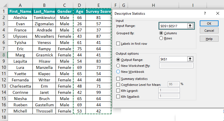 Freq Table Descriptive Stats Real Statistics Using Excel