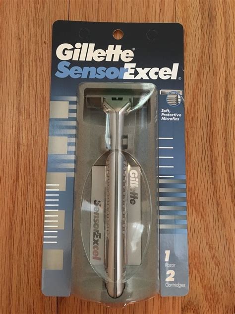 Gillette Sensor Excel Razor Shaver Handle W 2 Refill Cartridge Blades