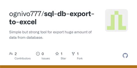 Github Ognivo777 Sql Db Export To Excel Simple But Strong Tool For