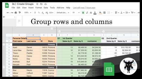 Google Sheets Beginners Grouping Columns And Rows 36 Youtube