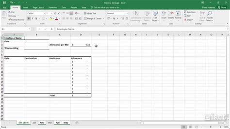 Grouping Sheets Excel 2016 Level 2 Youtube