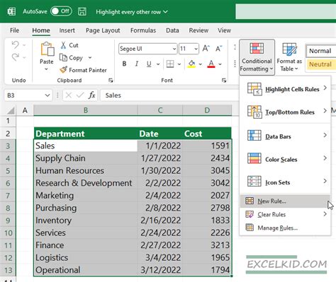 Highlight Every Other Row In Excel Excelkid